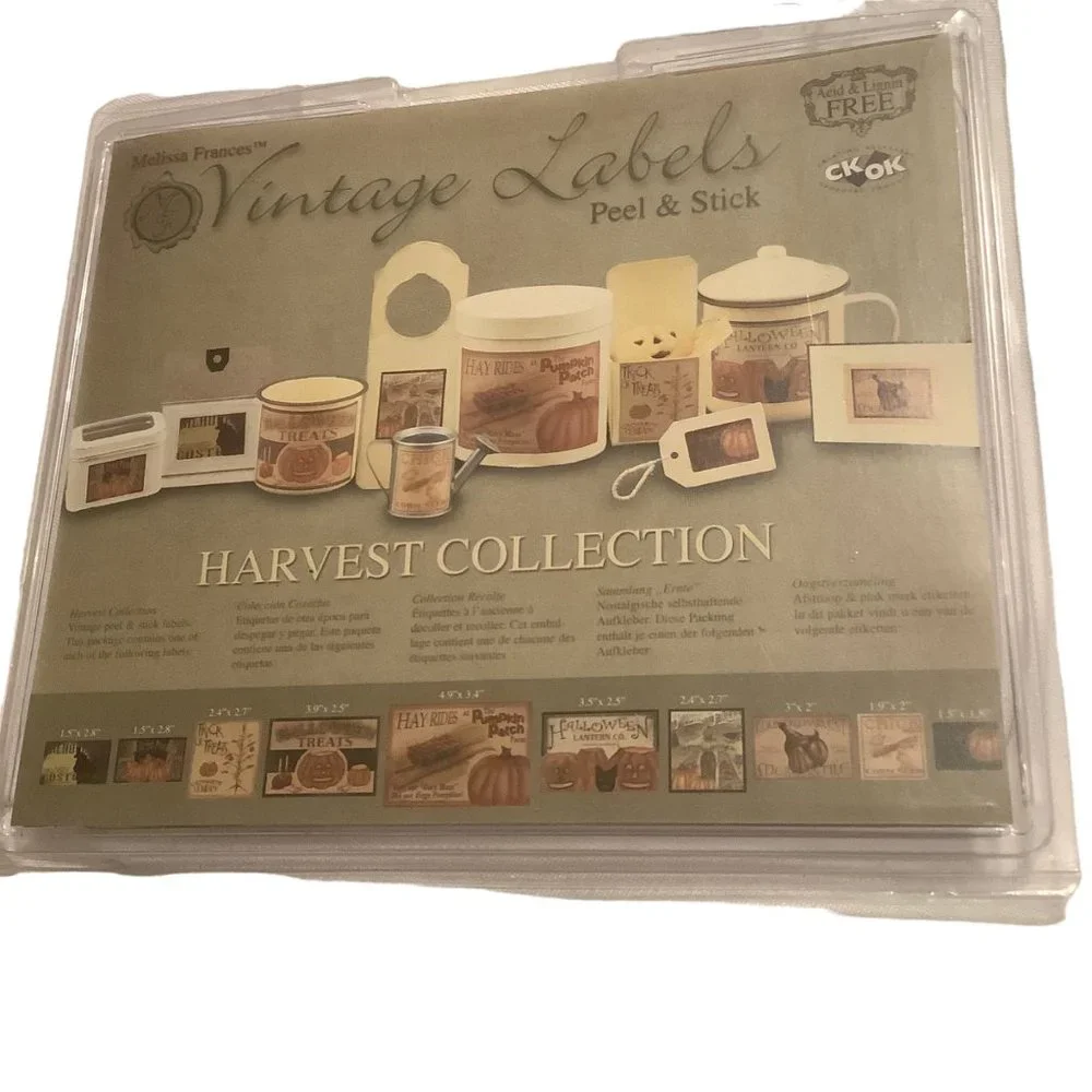 Melissa Frances Harvest Collection Vintage Labels Peel Stick Halloween Fall NEW